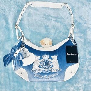 NWT Winter Goth Barbie Hollyhock Twig Dogs Blue & White Chain Shoulder Bag